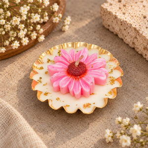 3.5 Inch Round Flower Urli Candle (Pink Daisy)